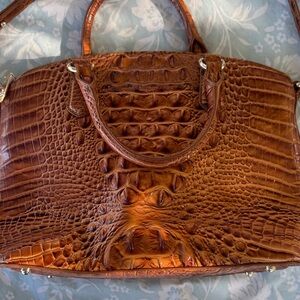 Brahmin Tan Crocodile-Embossed Satchel